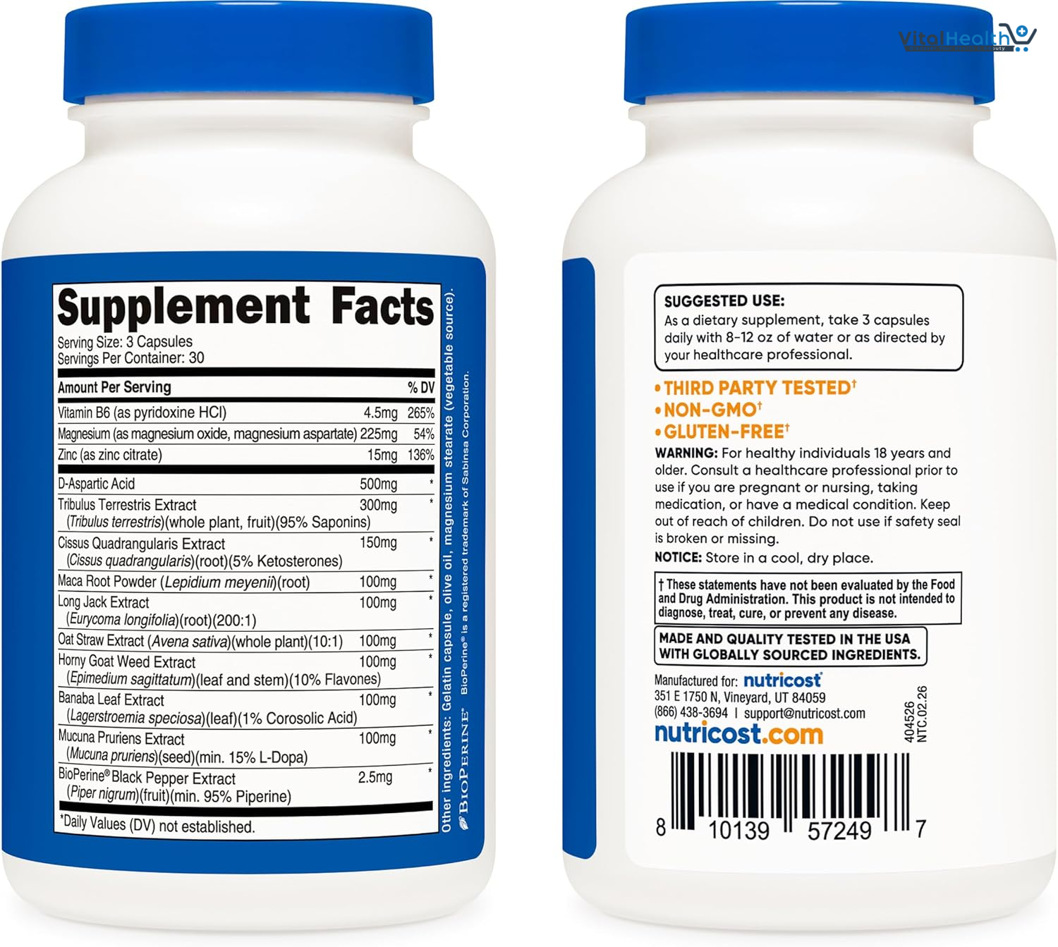 Nutricost Testosterone Complex 1800mg 90 Capsules