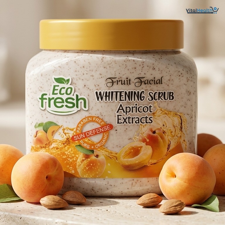 Eco Fresh Whitening Scrub 300ML – Deep Cleansing &amp; Brightening Face and Body Scrub (Apricot Extracts)