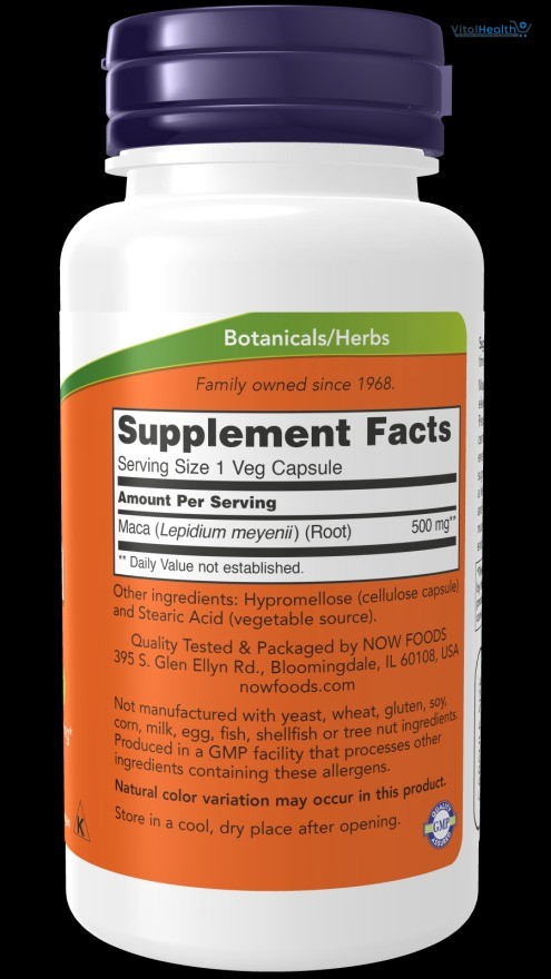 NOW Foods Supplements, Maca (Lepidium meyenii) 500 mg, For Men and Women, Reproductive Health, 250 Veg Capsules