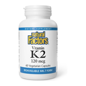 Natural Factors, Vitamin K2 120 mcg, Supports Bone and Vascular Health, 60 Capsules