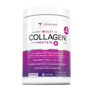 Vitauthority, Multi Collagen Protein+ Collagen Types I, II, III, V &amp; X with Vitamin C and Hyaluronic Acid Unflavored 30 Serving