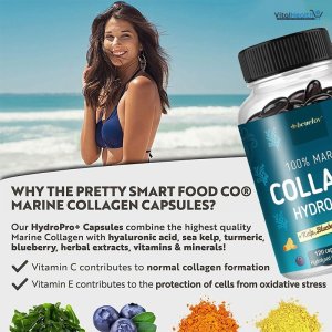 Bcuelov Marine Collagen Capsules With Kelp, Blueberry &amp; Turmeric, Vitamins &amp; Minerals Strengthen Immune System