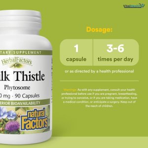HerbalFactors by Natural Factors, Milk Thistle Phytosome, Promotes Healthy Liver Function with Dandelion and Turmeric, 90 capsules (90 servings)