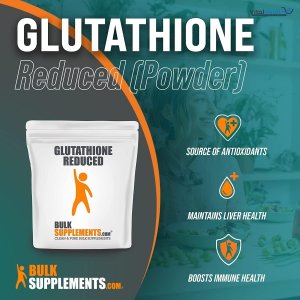 BULKSUPPLEMENTS.COM Glutathione Reduced Powder (Reduced Glutathione) - for Antioxidant &amp; Liver Support - Gluten Free, Soy Free - 500mg per Serving (10 Grams - 0.35 oz)