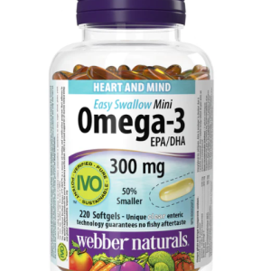 Webber Naturals Omega-3 Fish Oil 300mg 220 Softgels Supports Heart, Cognitive, and Joint Health