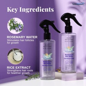 Bare Anatomy Rosemary Water Spray for Hair Growth &amp; Thickness with Rice Water – 200ml