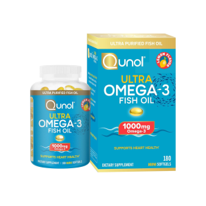 Qunol Fish Oil Omega 3 Mini Softgels, 1000mg Omega 3 EPA + DHA, Ultra Pure Supplements, Heart Health Support, Lemon Flavor, Easy to Swallow Minis, 3 Month Supply, 180 Count