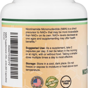 Double Wood Supplements NMN (Nicotinamide Mononucleotide) 250mg, 60 Capsules - 30 Servings, Gluten Free