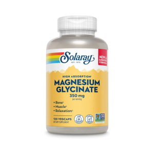 SOLARAY Magnesium Glycinate Capsules, Chelated Magnesium Bisglycinate w/BioPerine, Higher Absorption Magnesium Supplement - Bones, Muscles, Heart Support, 120 VegCaps