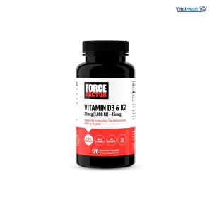 Force Factor Vitamin D3 K2 to Support Immunity, Heart Health, Bone Support, and More, High-Potency 2-in-1 Formula, Vegan, No Gelatin, Non-GMO, 120 Capsules