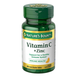 Nature's Bounty Vitamin C + Zinc, Vitamin Supplement, Supports Immune Health, 60 mg, 60 Tablets