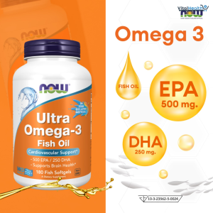 NOW Foods Supplements, Ultra Omega-3 Molecularly Distilled and Enteric Coated, 180 Softgels