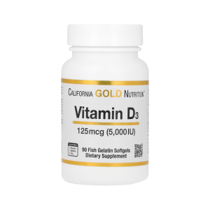 California Gold Nutrition Vitamin D3 Supplement Support for Healthy Bones &amp; Teeth - Immune System Support - Gluten Free, Non-GMO - 125 mcg (5,000 IU) - 90 Fish Gelatin Softgels