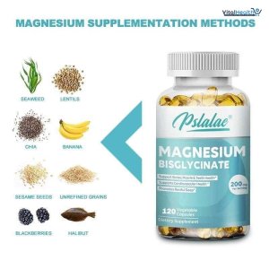 Pslalae Magnesium Bisglycinate 200mg _ 120 Capsules - Essential Mineral | Non-GMO &amp; Gluten-Free Capsules
