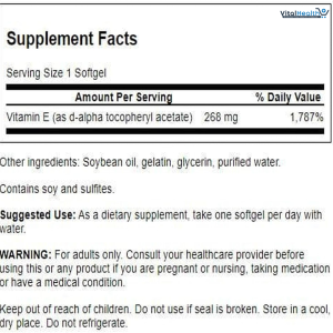 Swanson Natural Vitamin E 400 IU - Dietary Supplement for Daily Antioxidant Support - Can Support Immune System - Essential Nutrient and Vitamin Supplement (268 mg, 100 Softgels)