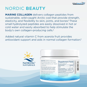 Nordic Naturals Nordic Beauty Marine Collagen Powder, Strawberry - 5.29 Ounces - Collagen Powder Supplement for Healthy Skin, Joints, and Bones, Vitamin C for Antioxidant Support - 30 Servings