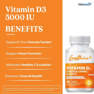High Potency Vitamin D3 50,000 IU - 120 Vegetarian Capsules - Gluten Free Non-GMO Vitamin D Supplement