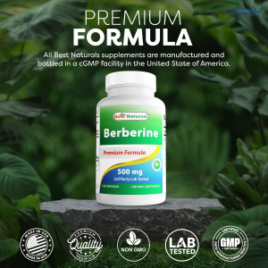 Best Naturals Berberine 500mg 120 Capsules - Supports Immune Function, Cardiovascular &amp; Gastrointestinal Function 120 Capsules