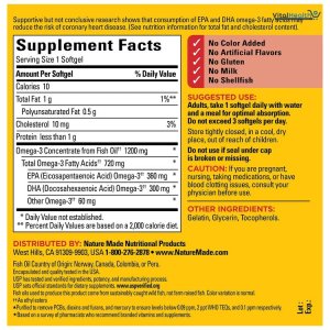 Nature Made Omega-3 Fish Oil 1200 mg 100 Softgels
