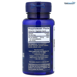 Life Extension Zinc Caps, zinc 50 mg, zinc Citrate, Support The Body's Immune defenses, Ultra-absorbable, Vegetarian, Non-GMO, Gluten-Free, 90 Vegetarian Capsules