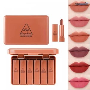 6PCS Matte Brown Velvet Lipstick Mini Nude Makeup Lip Kit Set – Long Lasting Velvet Matte Lipsticks