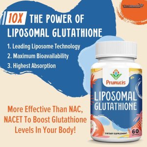 Prunucis Liposomal Glutathione, with Vitamin C, Milk Thistle &amp; Alpha-Lipoic Acid _ 60 Count