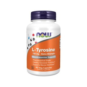 NOW Supplements, L-Tyrosine 750 mg, Supports Mental Alertness, Neurotransmitter Support, 90 Veg Capsules