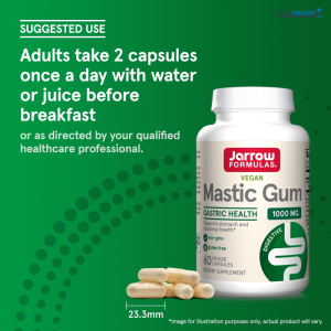 Jarrow Formulas, Mastic Gum, 500mg, Mastic Gum Resin, High Dose, 60 Vegan Capsules, Vegetarian, Soy Free, Gluten Free, Non-GMO