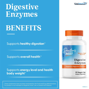 Doctors Best Digestive Enzymes, Supports Digestive Wellness, Non-GMO, Vegetarian 90 Veggie Caps