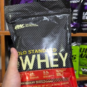 Optimum Nutrition ON Whey Powder Gold Standard Chocolate Flavor 1kg 2lbs Pouch For Muscle Gain