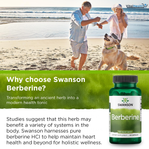 Swanson Berberine - Standardized 97% Berberine HCl- 400mg Each - 60 Capsules