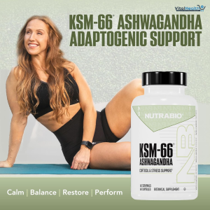 NutraBio Ashwagandha KSM-66 | Ashwagandha Herbal Supplement for Stress, Mood, &amp; Performance | 600 MG of Clinically Studied KSM66 60 Capsules