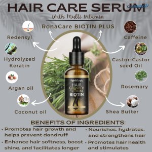 Hair Growth Serum 100% Natural Organic Hair Growth Oil with Biotin, Keratin, Caffeine, Rosemary, Castor, Argan, Coconut Oil, Hair Loss Treatment For Men,Women