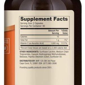 Dr. Mercola Liposomal Vitamin C - Brain, Heart, Eye &amp; Immune Support - Provides 1,000 mg of Bioavailable Vitamin C - Non-GMO, Gluten-Free &amp; Soy-Free - 180 Capsules (90 Servings)
