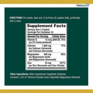 Nature's Bounty Calcium Magnesium Zinc with Vitamin D3 _ 100 Capsules