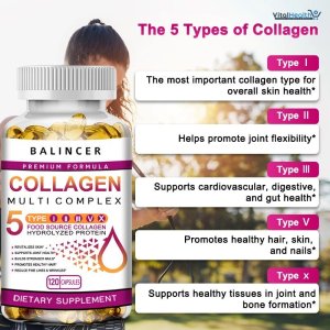 Balincer Collagen Multi Complex Capsules Brighten Skin Tone, Help Joint, Cartilage, Cardiovascular, Skin, Hair, Nails &amp; Digestive Health