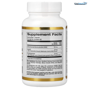 California Gold Nutrition, NMN Flavonoid Complex with Apigenin and Dihydroquercetin, 60 Veggie Capsules
