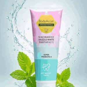 Body Accel Niacinamide Whitening Toothpaste 100ml – Advanced Stain Removal With Probiotics For Bright Smile &amp; Fresh Breath