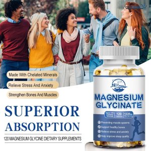 NATURE'S LIVE Magnesium Glycinate 1330mg 120 Capsules Highest Potency Buffered &amp; Chelated