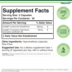 Liposomal Glutathione Supplement 500mg per Serving, 60 Capsules (Vegan Safe, Non-GMO) Max Absorption Liposomal Glutathione with Genuine Smell and Taste by Double Wood