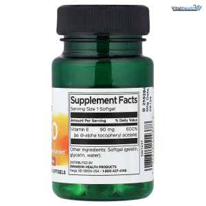 Swanson Natural Vitamin E - Supplement Supporting Heart &amp; Tissue Protection - Essential Nutrient Promoting Overall Health &amp; Wellness - (100 Softgels, 200IU Each)