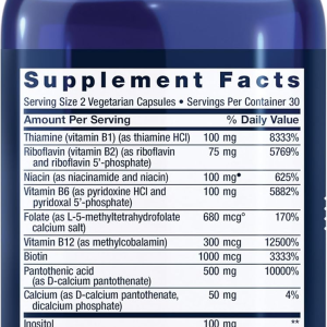 Life Extension BioActive Complete B-Complex, Heart, Brain and Nerve Support, Healthy Energy, Metabolism, Complete B Complex, 60 Vegetarian Capsules