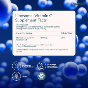 BodyBio Liposomal Vitamin C - Powerful Antioxidant for Immune Support and Cellular Health, 1,000 mg Pure Ascorbic Acid with Maximum Absorption 60 Capsules