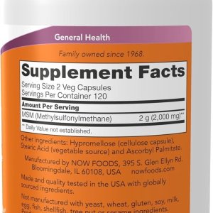 NOW Foods Supplements, MSM (Methylsulfonylmethane) 1,000 mg, Joint Health, 120 Veg Capsules