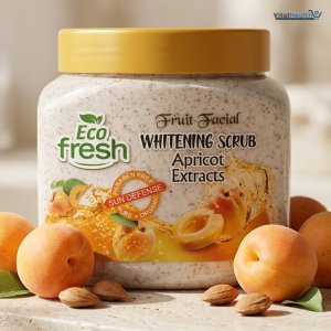 Eco Fresh Whitening Scrub 300ML – Deep Cleansing &amp; Brightening Face and Body Scrub (Apricot Extracts)