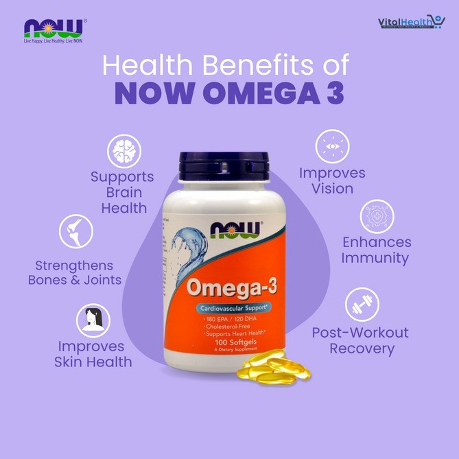Now Omega-3 1000mg Fish Oil, 100 Softgels