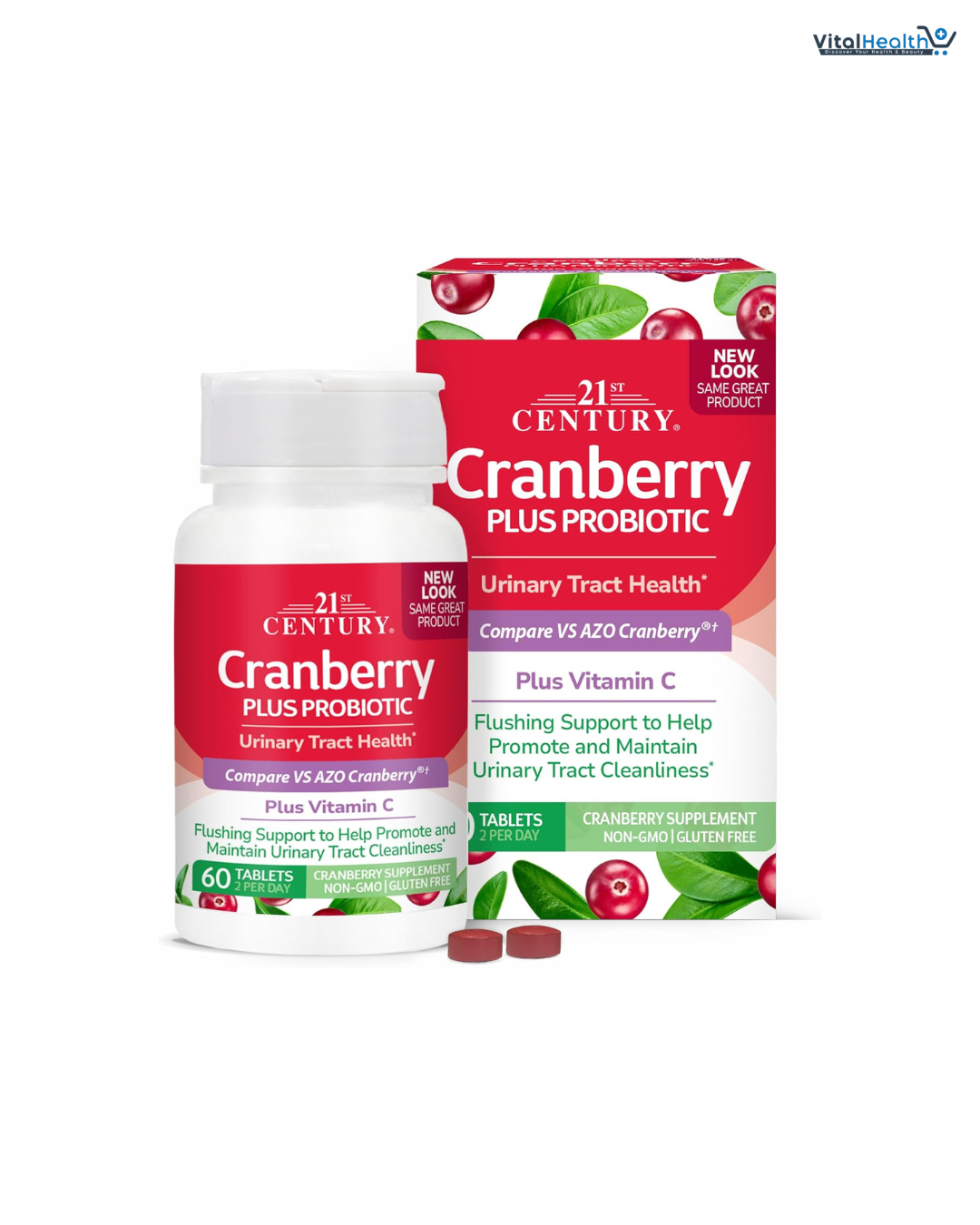21st Century Cranberry Plus Probiotic Tablets, 60 Count