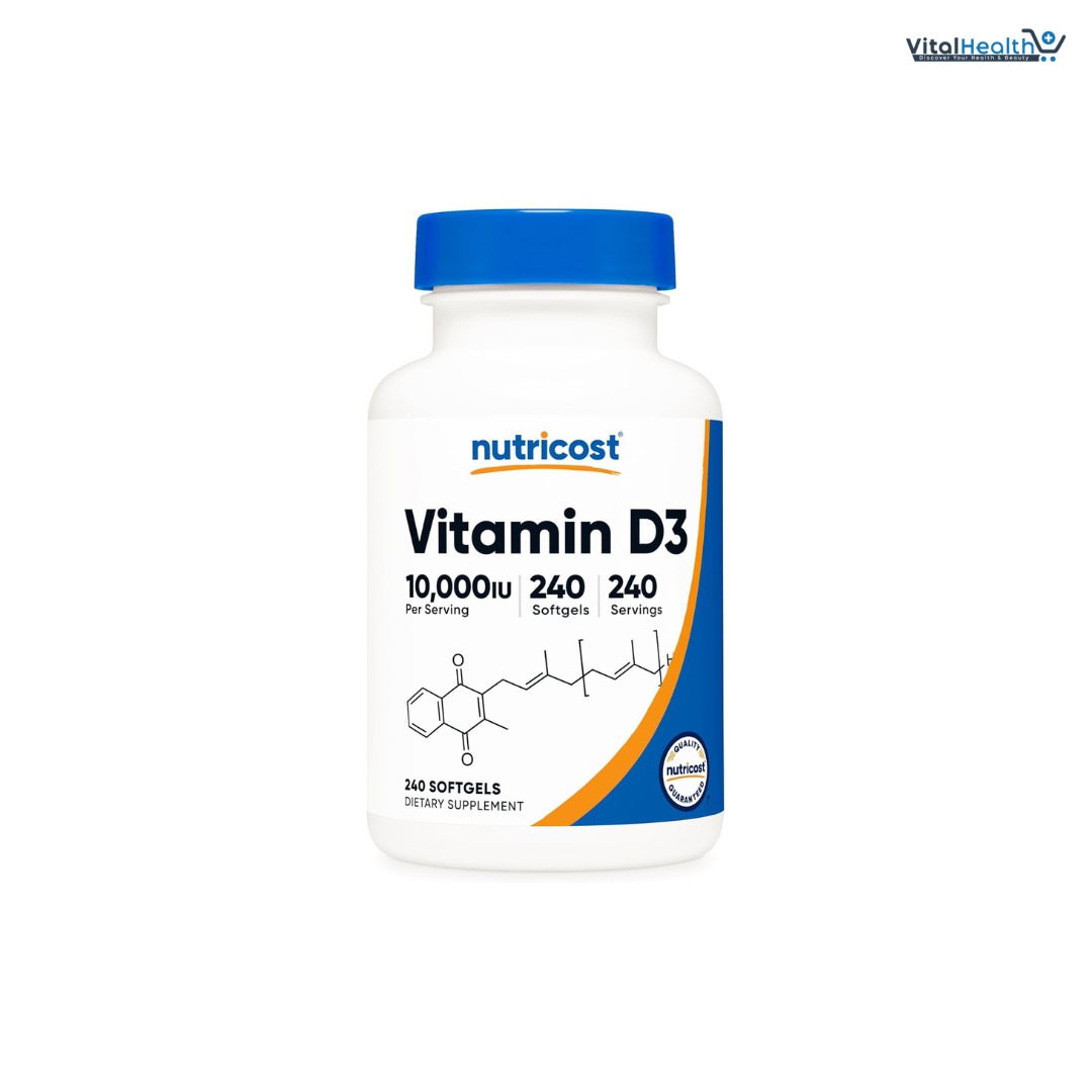 Nutricost Vitamin D3 10,000 IU, 240 Softgel Capsules - Potent, Non-GMO, Gluten Free Vitamin D