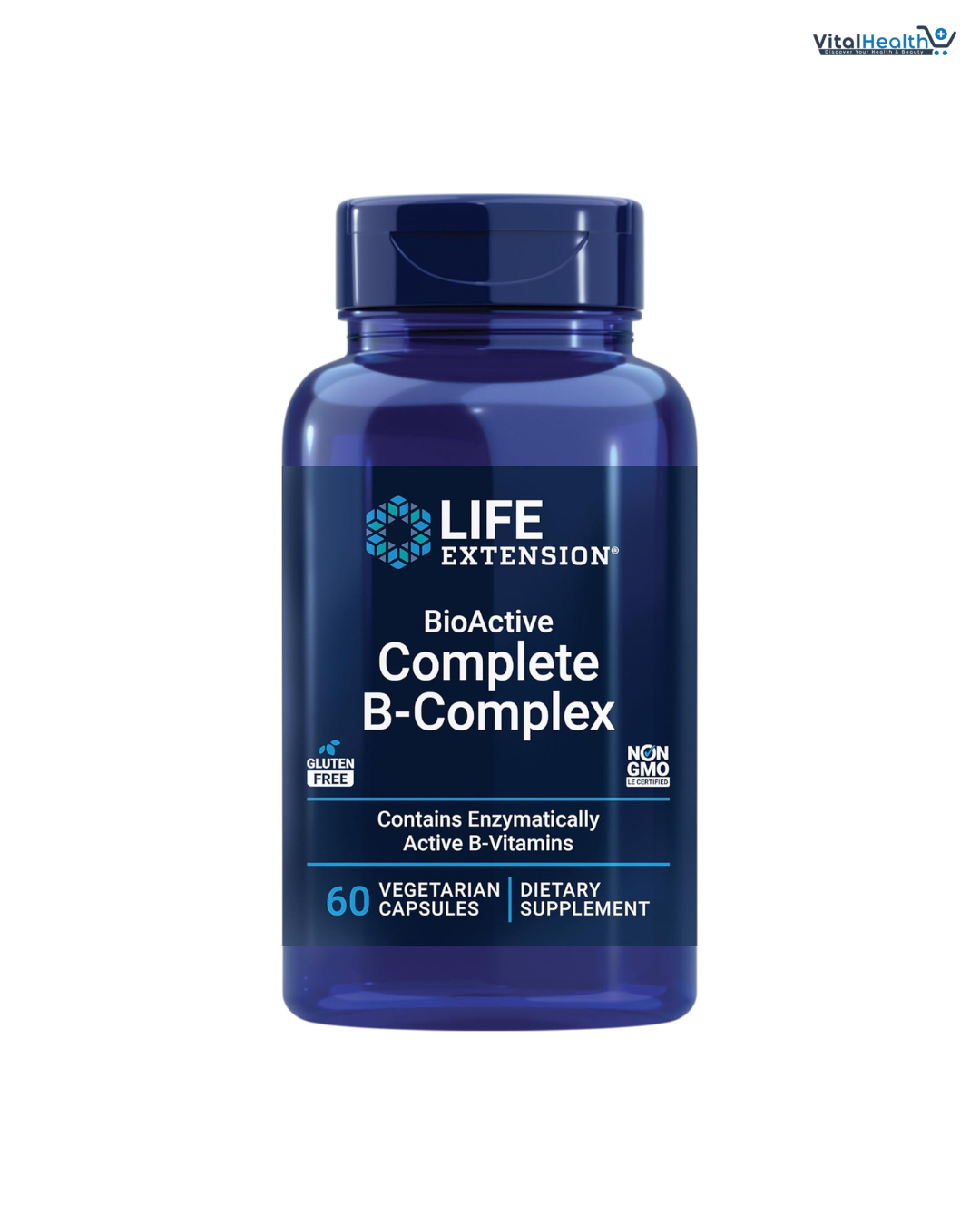 Life Extension BioActive Complete B-Complex, Heart, Brain and Nerve Support, Healthy Energy, Metabolism, Complete B Complex, 60 Vegetarian Capsules
