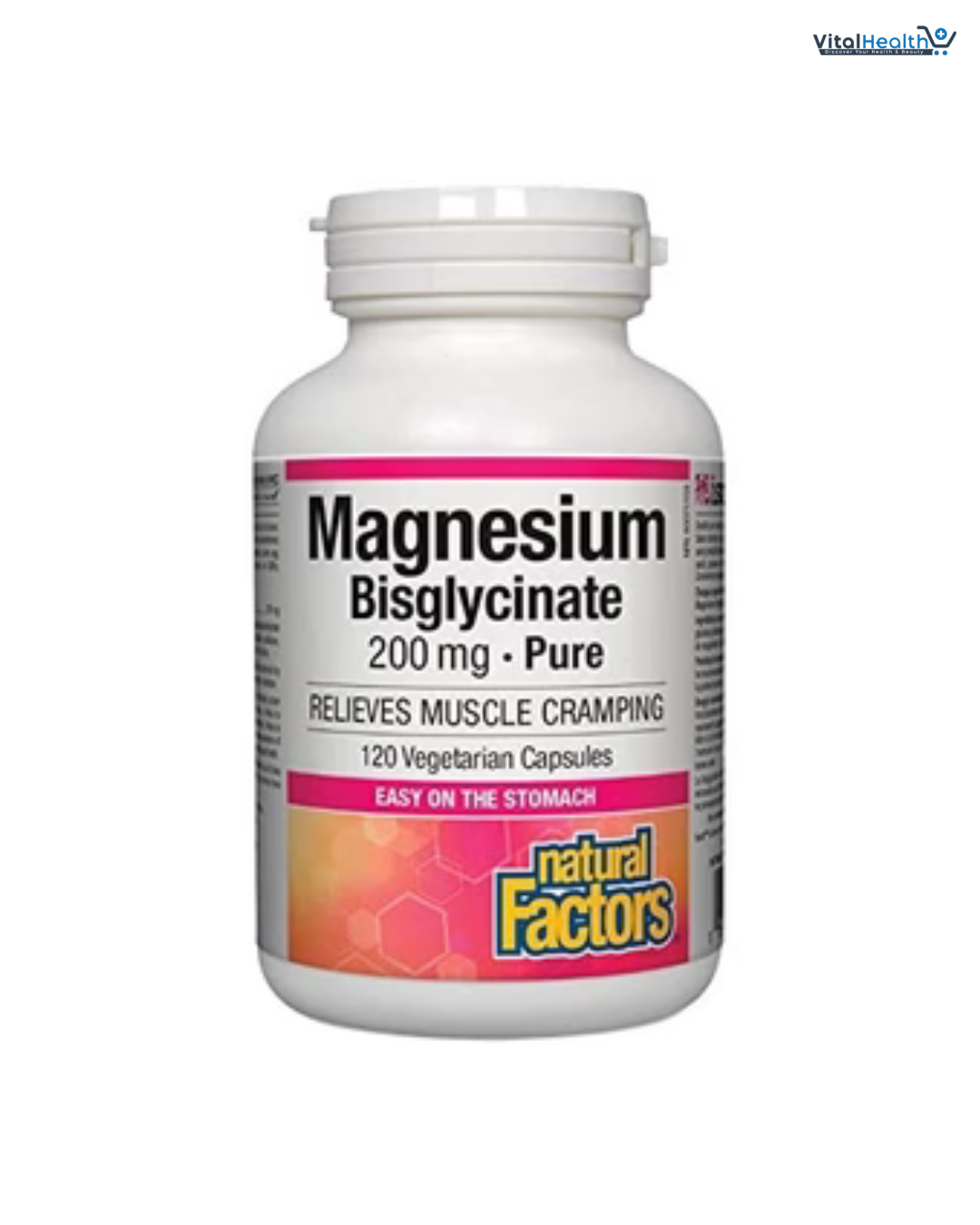 Natural Factors Magnesium Bisglycinate (Magnesium Glycinate) 200mg Pure, 250 Ct